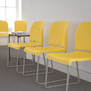 SINGLEWAVE Series 880 lb. Capacity Yellow Full Back Contoured Stack Chair with Gray Powder Coated Sled Base
