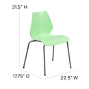 SINGLEWAVE Series 770 lb. Capacity Green Stack Chair with Lumbar Support and Silver Frame