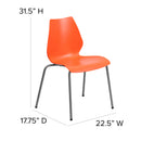 SINGLEWAVE Series 770 lb. Capacity Orange Stack Chair with Lumbar Support and Silver Frame