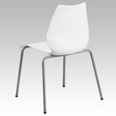 SINGLEWAVE Series 770 lb. Capacity White Stack Chair with Lumbar Support and Silver Frame