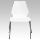 SINGLEWAVE Series 770 lb. Capacity White Stack Chair with Lumbar Support and Silver Frame