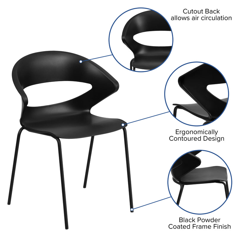 SINGLEWAVE Series 440 lb. Capacity Black Stack Chair