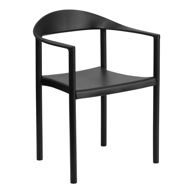 SINGLEWAVE Series 1000 lb. Capacity Black Plastic Cafe Stack Chair