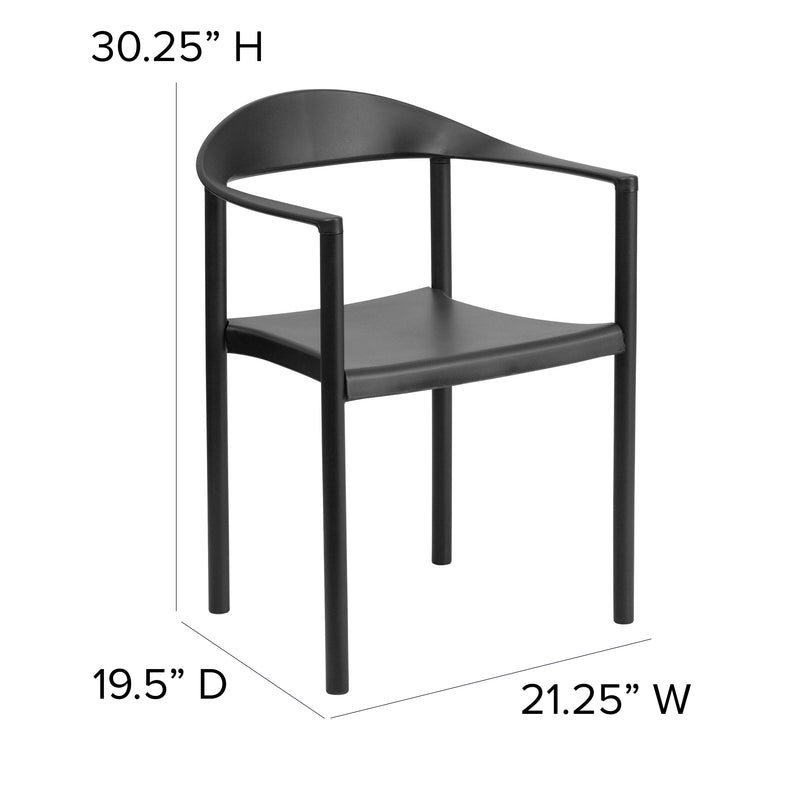 SINGLEWAVE Series 1000 lb. Capacity Black Plastic Cafe Stack Chair