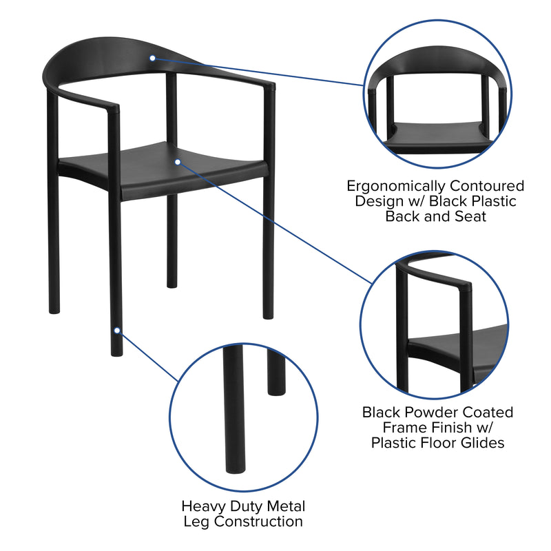 SINGLEWAVE Series 1000 lb. Capacity Black Plastic Cafe Stack Chair