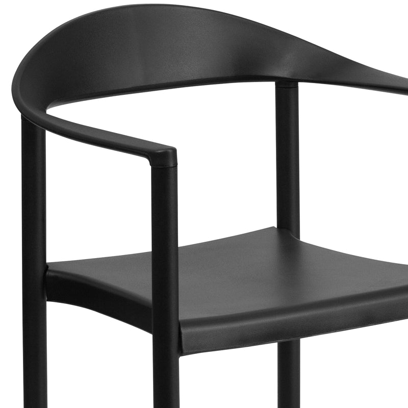 SINGLEWAVE Series 1000 lb. Capacity Black Plastic Cafe Stack Chair