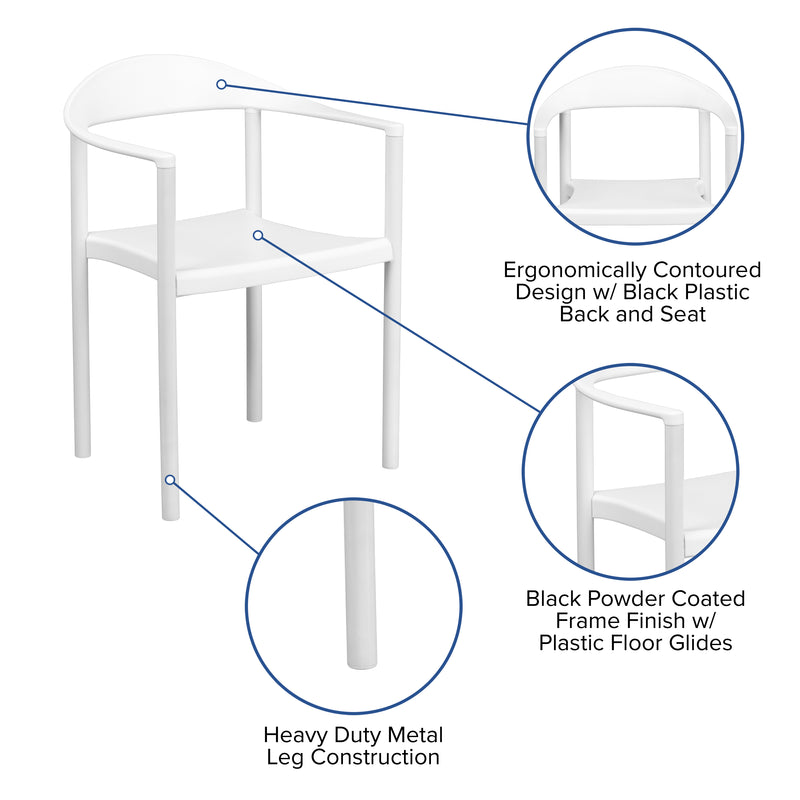 SINGLEWAVE Series 1000 lb. Capacity White Plastic Cafe Stack Chair