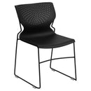 SINGLEWAVE Series 661 lb. Capacity Black Full Back Stack Chair with Black Powder Coated Frame