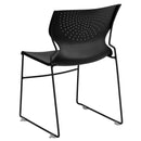 SINGLEWAVE Series 661 lb. Capacity Black Full Back Stack Chair with Black Powder Coated Frame