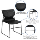 SINGLEWAVE Series 661 lb. Capacity Black Full Back Stack Chair with Black Powder Coated Frame