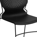 SINGLEWAVE Series 661 lb. Capacity Black Full Back Stack Chair with Black Powder Coated Frame