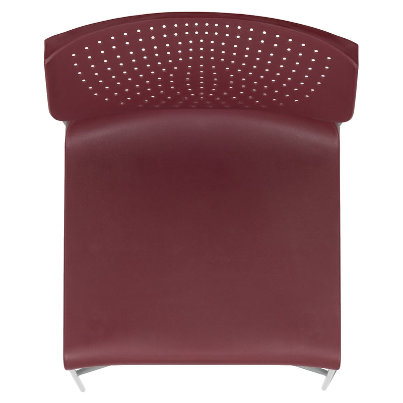 SINGLEWAVE Series 661 lb. Capacity Burgundy Full Back Stack Chair with Gray Powder Coated Frame