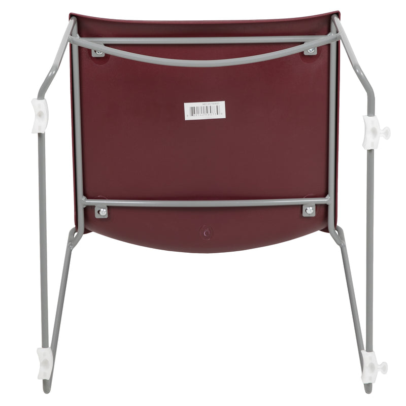 SINGLEWAVE Series 661 lb. Capacity Burgundy Full Back Stack Chair with Gray Powder Coated Frame