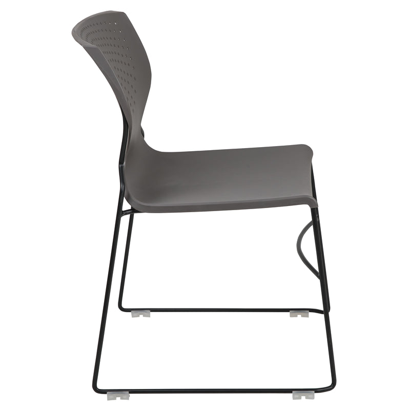 SINGLEWAVE Series 661 lb. Capacity Gray Full Back Stack Chair with Black Powder Coated Frame