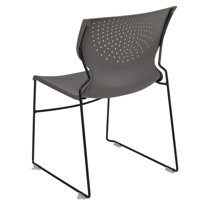 SINGLEWAVE Series 661 lb. Capacity Gray Full Back Stack Chair with Black Powder Coated Frame