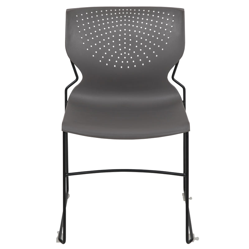 SINGLEWAVE Series 661 lb. Capacity Gray Full Back Stack Chair with Black Powder Coated Frame