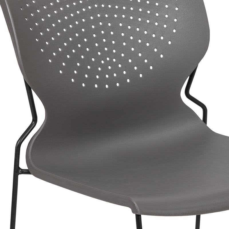 SINGLEWAVE Series 661 lb. Capacity Gray Full Back Stack Chair with Black Powder Coated Frame