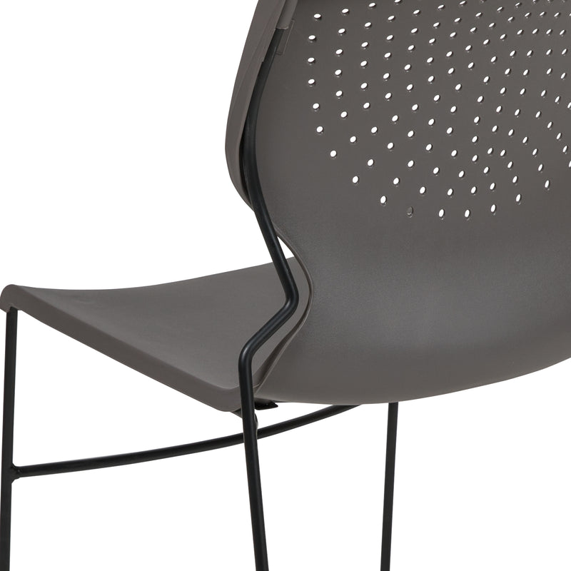 SINGLEWAVE Series 661 lb. Capacity Gray Full Back Stack Chair with Black Powder Coated Frame