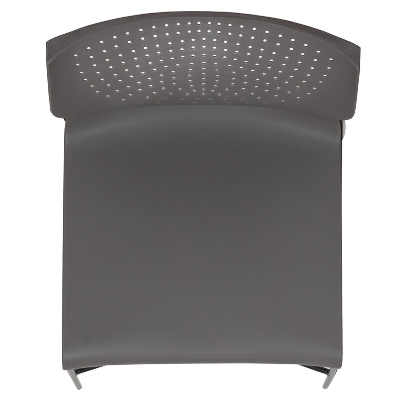 SINGLEWAVE Series 661 lb. Capacity Gray Full Back Stack Chair with Black Powder Coated Frame