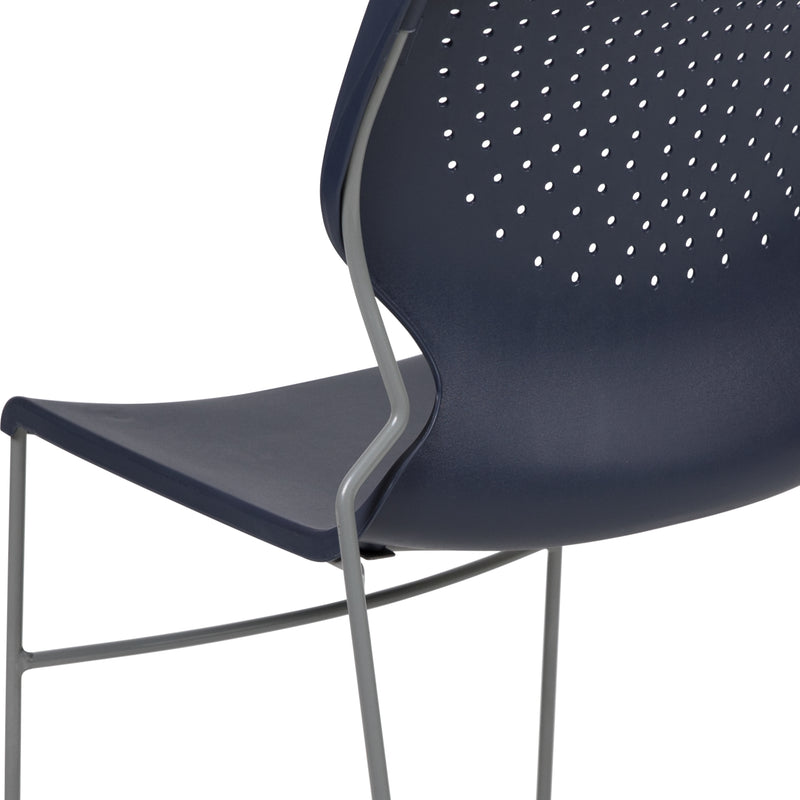 SINGLEWAVE Series 661 lb. Capacity Navy Full Back Stack Chair with Gray Powder Coated Frame