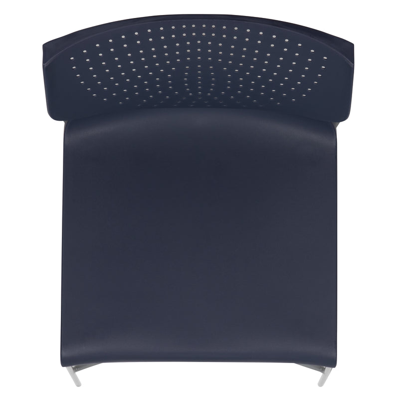 SINGLEWAVE Series 661 lb. Capacity Navy Full Back Stack Chair with Gray Powder Coated Frame