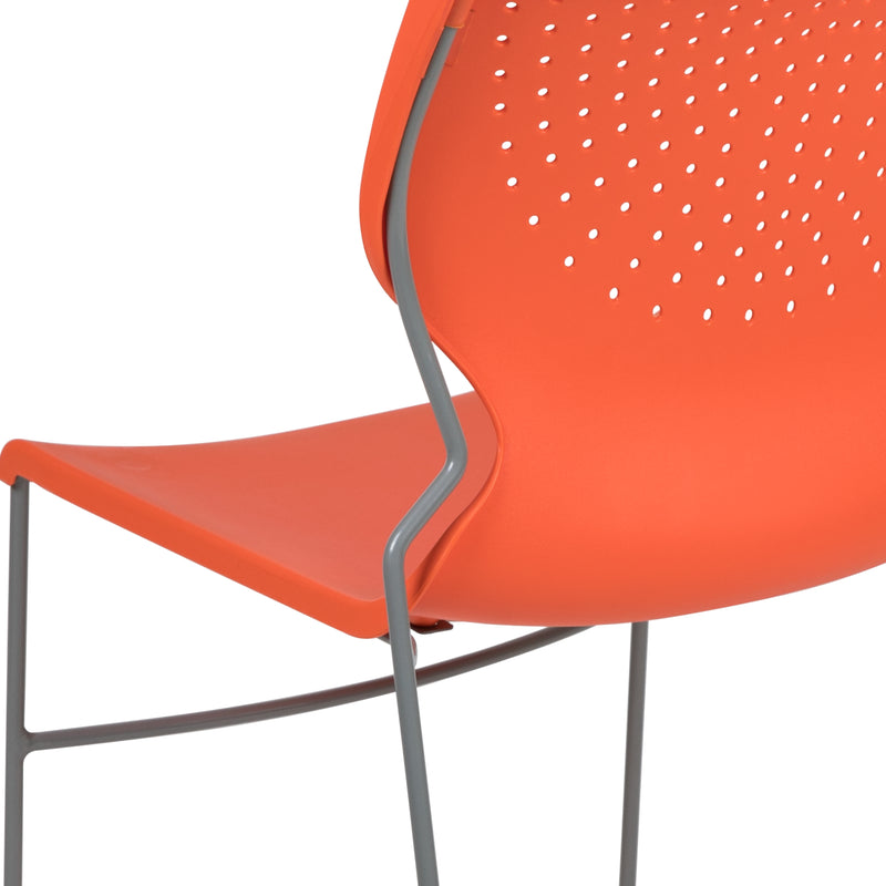 SINGLEWAVE Series 661 lb. Capacity Orange Full Back Stack Chair with Gray Powder Coated Frame