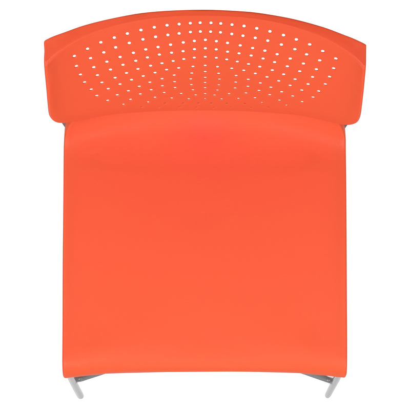 SINGLEWAVE Series 661 lb. Capacity Orange Full Back Stack Chair with Gray Powder Coated Frame