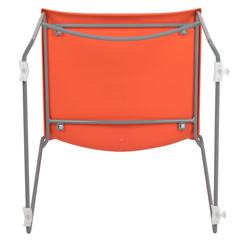 SINGLEWAVE Series 661 lb. Capacity Orange Full Back Stack Chair with Gray Powder Coated Frame