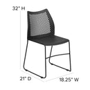 SINGLEWAVE Series 661 lb. Capacity Black Stack Chair with Air-Vent Back and Black Powder Coated Sled Base