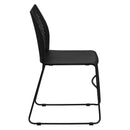 SINGLEWAVE Series 661 lb. Capacity Black Stack Chair with Air-Vent Back and Black Powder Coated Sled Base