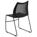 SINGLEWAVE Series 661 lb. Capacity Black Stack Chair with Air-Vent Back and Black Powder Coated Sled Base
