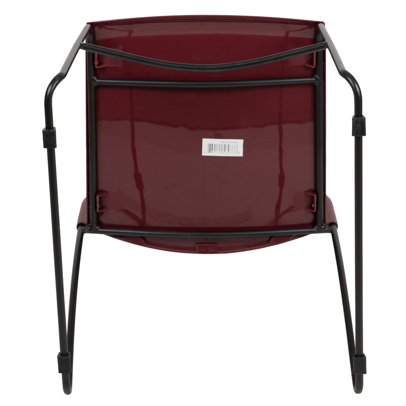 SINGLEWAVE Series 661 lb. Capacity Burgundy Stack Chair with Air-Vent Back and Black Powder Coated Sled Base