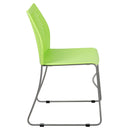 SINGLEWAVE Series 661 lb. Capacity Green Stack Chair with Air-Vent Back and Gray Powder Coated Sled Base