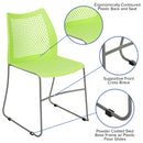 SINGLEWAVE Series 661 lb. Capacity Green Stack Chair with Air-Vent Back and Gray Powder Coated Sled Base