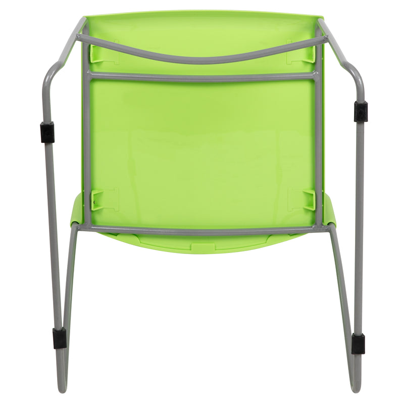 SINGLEWAVE Series 661 lb. Capacity Green Stack Chair with Air-Vent Back and Gray Powder Coated Sled Base