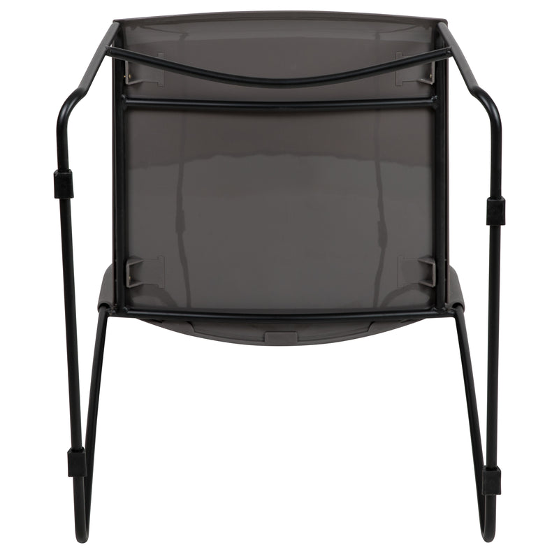 SINGLEWAVE Series 661 lb. Capacity Gray Stack Chair with Air-Vent Back and Black Powder Coated Sled Base