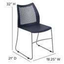 SINGLEWAVE Series 661 lb. Capacity Navy Stack Chair with Air-Vent Back and Gray Powder Coated Sled Base