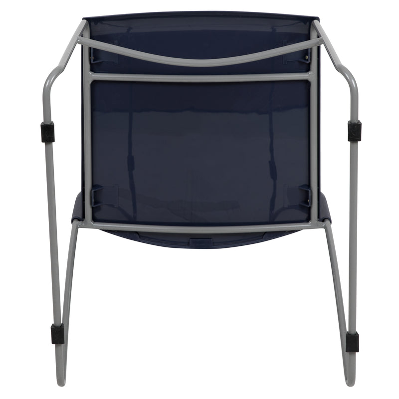 SINGLEWAVE Series 661 lb. Capacity Navy Stack Chair with Air-Vent Back and Gray Powder Coated Sled Base