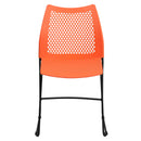 SINGLEWAVE Series 661 lb. Capacity Orange Stack Chair with Air-Vent Back and Black Powder Coated Sled Base