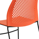 SINGLEWAVE Series 661 lb. Capacity Orange Stack Chair with Air-Vent Back and Black Powder Coated Sled Base