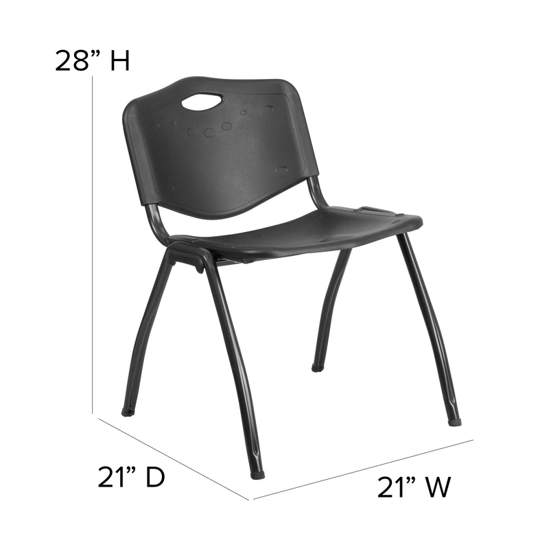 SINGLEWAVE Series 880 lb. Capacity Black Plastic Stack Chair