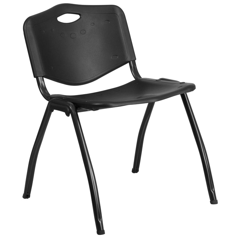 SINGLEWAVE Series 880 lb. Capacity Black Plastic Stack Chair