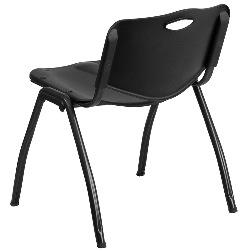 SINGLEWAVE Series 880 lb. Capacity Black Plastic Stack Chair