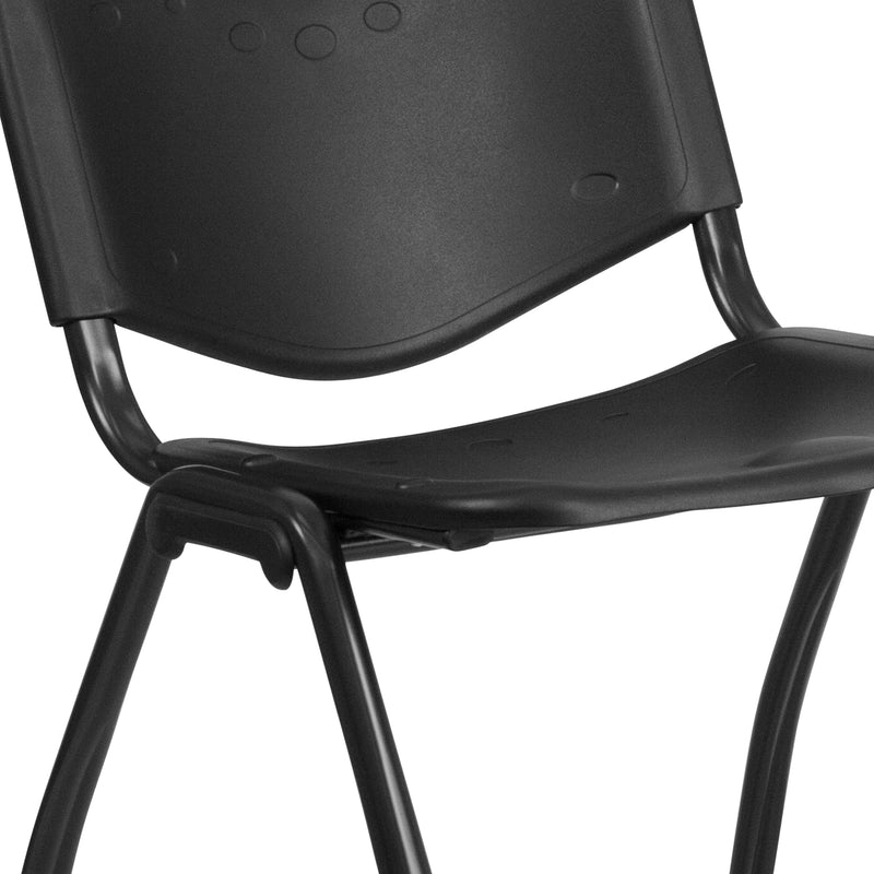 SINGLEWAVE Series 880 lb. Capacity Black Plastic Stack Chair