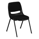 SINGLEWAVE Series 880 lb. Capacity Black Padded Ergonomic Shell Stack Chair with Black Frame