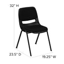 SINGLEWAVE Series 880 lb. Capacity Black Padded Ergonomic Shell Stack Chair with Black Frame