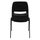 SINGLEWAVE Series 880 lb. Capacity Black Padded Ergonomic Shell Stack Chair with Black Frame