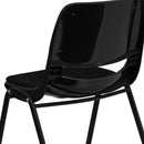 SINGLEWAVE Series 880 lb. Capacity Black Padded Ergonomic Shell Stack Chair with Black Frame
