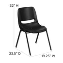 SINGLEWAVE Series 880 lb. Capacity Black Ergonomic Shell Stack Chair with Black Frame