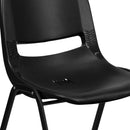 SINGLEWAVE Series 880 lb. Capacity Black Ergonomic Shell Stack Chair with Black Frame